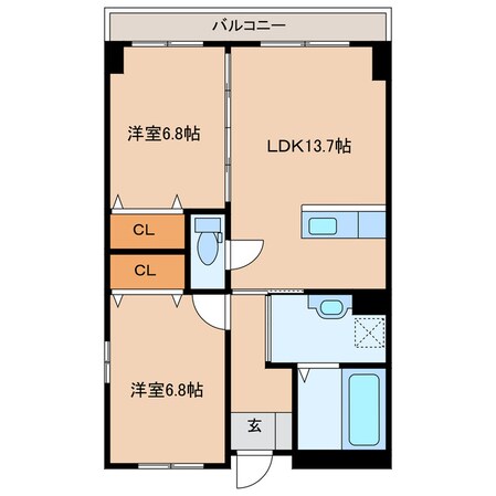 紺屋スカイマンション弐番館の物件間取画像